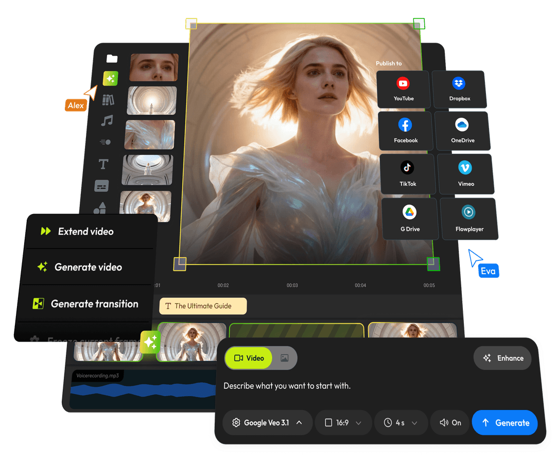 Mobile video editor showing a person surfing